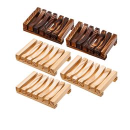 Natural Bamboo Wooden Soap Dishes Plate Tray Holder Box Case Shower Hand Washing Soaps Holders DH948