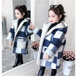 Coat Kids Girl Overcoat Winter Fashion plaid Wool for Girls Teens Autumn Jacket Warm 8 Outerwear Children Windproof 221122