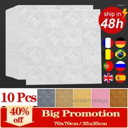 Wall Stickers 10Pcs 3D Panels Interior Decoration Ceiling El Bedroom Kids Room Self-Adhesive Big Size Foam Wallpaper