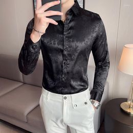 Men's Casual Shirts Plus Size 4XL-M Autumn Luxury Print Men Tuxedo Simple Slim Fit Long Sleeve Camisa Masculina Formal Wear Sale