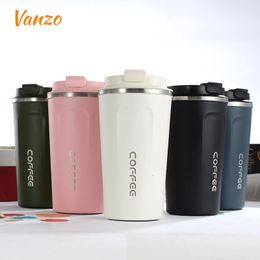 Water Bottles Double-layer Vacuum Stainless Steel Portable Coffee Cup Simple Car Mounted Men's and Women's High-value Handy Thermos 221122