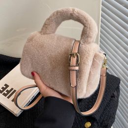 Evening Bags Top-handle Winter Fashion Plush Shoulder Bag For Women Small Flap Furry Totes Fur Crossbody Handbag Purse