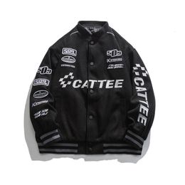 Men's Leather Faux Embroidered Letters Baseball Jacket and Women Bomber Loose Casual Spring Autumn for 221122
