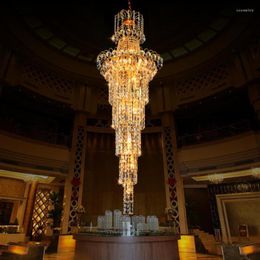 Chandeliers Cristal Upscale K9 Crystal Chandelier Stairs Large Led Modern Lighting Luxury Lustres Dining Room Living Lobby