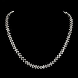 3a Österreich Diamant Luxus Herz Halsketten Choker glängend Kristall Echt 925 Sterling Silber Zirkon Zirkon Römer Link Kette Halskette Hochzeit Schmuck Schmuck