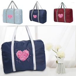 Duffel Bags Foldable Travel Organizer Men Luggage Unisex Clothing Storage Bag Flower Love Pattern Duffle Women Handbags Tote
