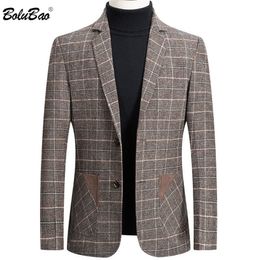 Mens Suits Blazers BOLUBAO Brand Men Personality Wild Suit Jacket High Quality Fashion Plaid Print Slim Fit Warm Coat Male 221123