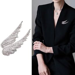 Trendy Angel Wings Brooches For Women Feather Unisex Brooch Collar Pins Gold Colour Metal Jewellery For Men Clothing Shirts Suit