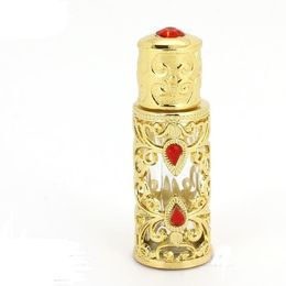 wholesale 3ml Alloy Glass Perfume Bottle Arab Style Metal Essential Oils Bottles with Glass-Dropper GOLD Color SN297