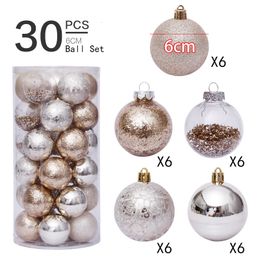 Christmas Decorations ball 30pcs 6cm transparent party outdoor tree pendant ornament set decoration 221123
