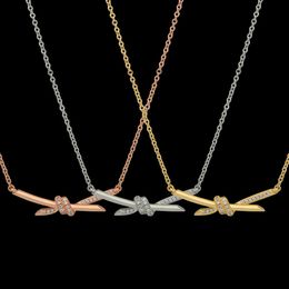 Damen-Knotenbohrer-Halskette, Designer-Schmuck-Halskette, Gold/Silber/Roségold, komplette Marke als Hochzeits-Weihnachtsgeschenk