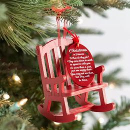 Christmas Decorations Christmas In Heaven Memorial Ornament Mini Wooden Rocking Chair with Meaningful Tag Sign Home Decor for christmas decoration 221123