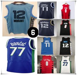 Men 12 Ja Morant City Edition Basketball Jerseys 77 Mavs Luka Doncic Damian 0 Lillard Portland Shirts Stitched Maillots de basket With No 6 Bill Russell Patch 2022-23