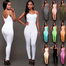 Womens Jumpsuits Rompers Bodysuit Women Sexy Sling Lowcut Stretch Tight Long Woman Pants Casual Sleeveless Full Length Skinny Jumpsuit 221123