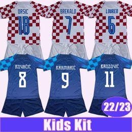 22 23 MODRIC KRAMARIC Kids Kit Soccer Jerseys National Team RAKITIC PERISIC VLASIC Home Away Football Shirts ORSIC Uniforms