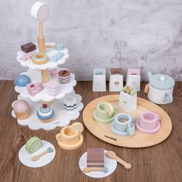 Kitchens Play Food Baby Wooden Pretend Sets Simulation Cake Ice Cream Kit Game Wood Toys Early Educational Kitchen Role Kids Puzzle Gifts 221123