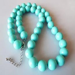 10mm turquoise blue color south sea shell pearl fashion necklace 18"