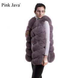 Women's Fur Faux pink java QC8049 women coat winter luxury clothes real fur natural vest fluffy jacket raccoon 221123