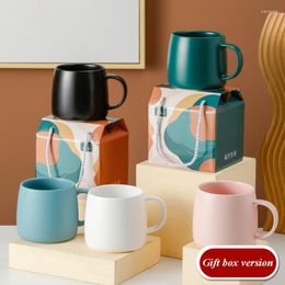 Mugs Colour Glaze Ceramic Mug With Spoon Gift Box Version Breakfast Milk Cup Coffee Home Kitchen Drinkware Year Festival