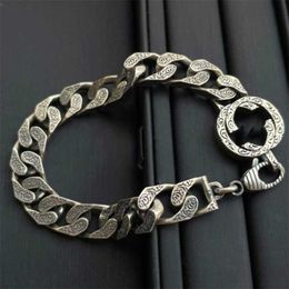 2023 Jewellery Silver Antique Carved interlocking pattern bracelet for men and women tengman Personalised Bracelet