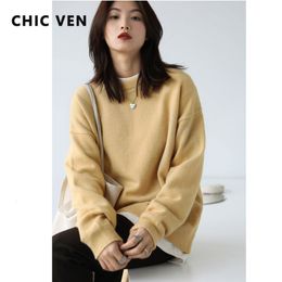 Women's Sweaters CHIC VEN Women Pullover Sweater Casual Solid Simple Basic Woman Knitted Fashion Tops Female Autumn Winter 221123