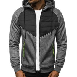 Men's Hoodies Sweatshirts Designer Jacket Autumn Winter Zipper Hooded Longsleeve Patchwork s Fashion s Slim Fit Outerwear Coat 221123