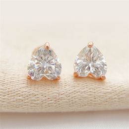 4mm-10mm S925 Sterling Silver Gold Plated Pass Test Moissanite Diamond Heart Studs Earrings Nice Gift for Men Women