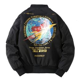 Herren Leder Faux Winter Bomberjacke Männer Mode Pilot Rocket Print Baseball Mantel Lässige Jugend Streetwear Oberbekleidung Herrenbekleidung 221122