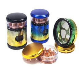 CHROMIUM CRUSHER Zinc Metal Bakelite Herb Grinders Smoking Accessories 63mm OD Diameter 4 Layers Colorful Gear Visible Transparency Tobacco Grinder bong