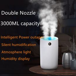 Household 3L Large Capacity Portable Aircare Humidifier Desktop Quiet Aromatherapy Bedroom Office Double Jet Air Purifier