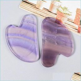 Face Massager Face Care Masr Gua Sha Tool Natural Crystal Fluorite Mas Scra Neck Eye Body Spa Acupuncture Beauty Skin Detox Drop Del Dhklw