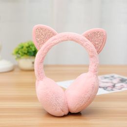 Berets Cute Creative Sequin Ear Muffs Fashion Fluffy Earflap Headband Portable Foldable Solid Colour Winter Warming Earmuffs