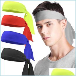 Headbands Solid Colour Sport Yoga Headband Sweatband Hood Hairband Work Out Fitness Cycling Running Tennis Headbands For Women Men Dr Dhsac