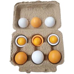 Kitchens Play Food Simulation Egg Carton Toys Preschool Children Game Wooden Kids Faux Eggs Pretend Realistic Toy 221123
