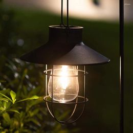 Retro Solar Lantern Lamp Outdoor Waterproof Iron Hanging Lights Garden Light Pathway Landscape Decorative