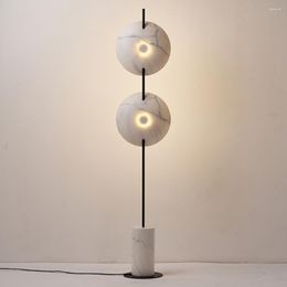 Floor Lamps Lamp Marble Texture White Living Room Decoration El Scene Light