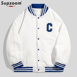 Men's Leather Faux Supzoom Arrival Rib Sleeve Cotton Embroidery Letter Single Breasted Casual Bomber Baseball Jacket Loose Cardigan Coat 221122