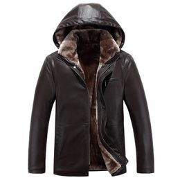 Men's Leather Faux Winter Meth Keep Warm Jacket Coat Mens Clothing Middle Aged Sheep Hoody Collar Fur Long Plush Thick Overcoat M-4XL 221122