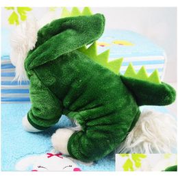 Dog Apparel Dinosaur Pets Dogapparel Thickening Keep Warm Four Legs Dogs Clothing High Quality Fashion With Green Color 8 5Gg J1 Dro Dhqxi