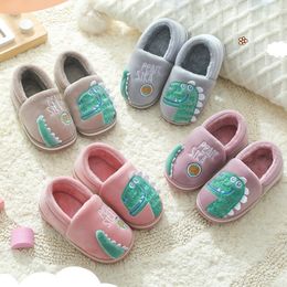 Slipper Non-slip Children Home Slippers Baby Warm Cotton Indoor Shoes Winter Cartoon Dinosaur Kids Boys Girls Flops Soft 221123