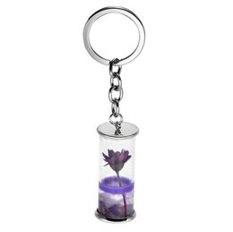 Fashion Diy Flower Key Chain Pendant Bottle Dried Flower Resin keychain Jewellery For Women Girls