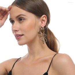Stud Earrings Vintage Metal Rose Flower For Women Hiphop Snake Pendant Female Brincos Goth Jewellery 2022
