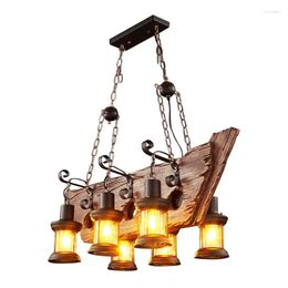 Pendant Lamps Vintage Wood Lights LOFT Chandelier Luminaire Suspension Retro Wooden LED Hanging Lamp For Bar Restaurant Farmhouse