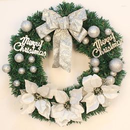 Dekorative Blumen 30 cm Silber Weihnachtskranz Weihnachts -Ball Brief Frohe T￼r Girlanden Naviidad Waren Christma Happy Jahr 2023