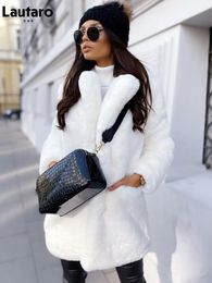 Women's Fur Faux Lautaro Winter Loose Casual Warm Thick Soft White Coat Women Lapel Long Sleeve Black Fluffy ry Jacket 4xl 5xl 221123