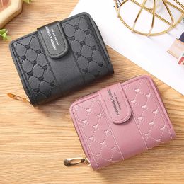 Wallets Women Wallet Large Capacity Embroidered Love Heart Wallet Mini Solid Multi-Cards Holder Coin Purse PU Leather Short Wallet L221101