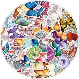 Pack of 50Pcs Butterfly Stickers No-Duplicate Waterproof Vinyl Sticker for Luggage Skateboard Notebook Water Bottle Car Decals