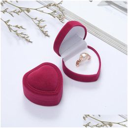 Jewellery Boxes Jewellery Box Veet Heart Shape Container Boxes Holder For Wedding Engagement Ring Display Gift Packaging Drop Delivery Dhtv3