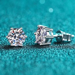 Stud KNOBSPIN Earrings Screw Sterling Silver D VVS1 Lab Diamond with GRA Classic 6 Claws Round Ear s For Women 221119