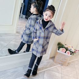 Coat Kids Jackets for Girls 10 Years Windbreaker Winter Plaid Overcoat Hooded Parka Jacket Thick Wool Children Clothes Outerwear 221122